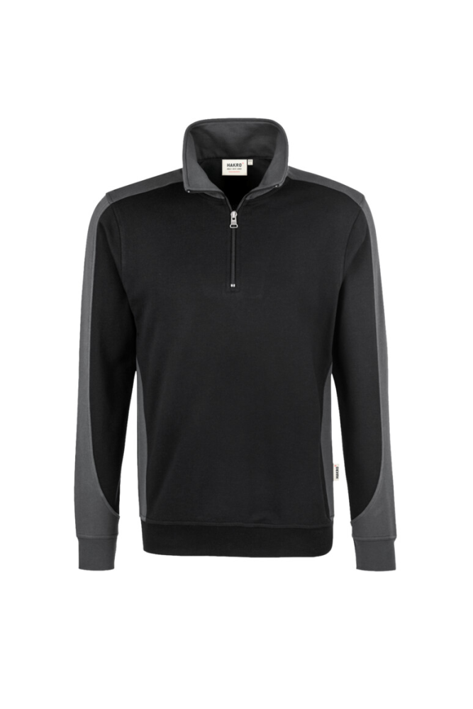 HAKRO Zip-Sweatshirt Contrast MIKRALINAR®, schwarz/anthrazit