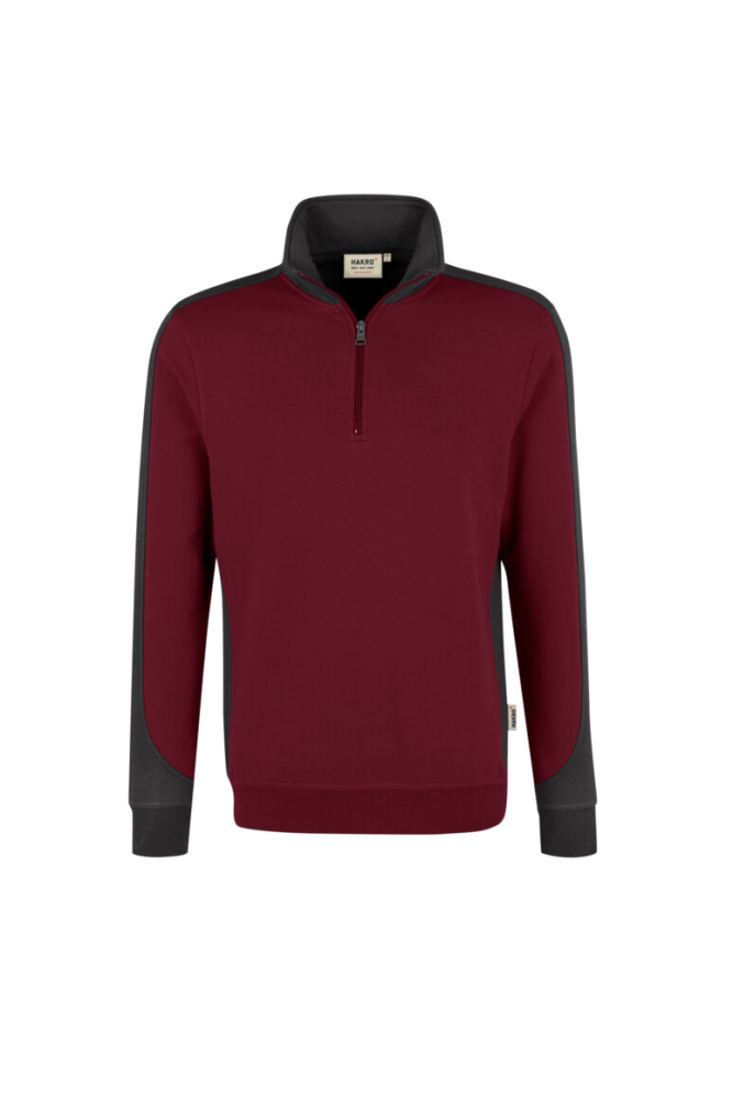 HAKRO Zip-Sweatshirt Contrast MIKRALINAR®, weinrot/anthrazit