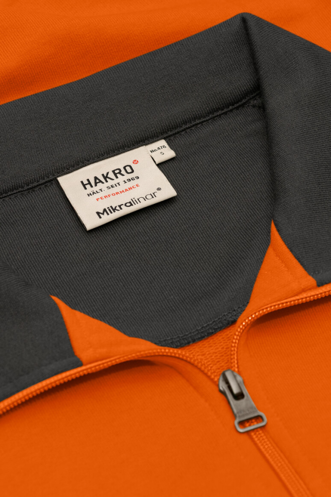 HAKRO Zip-Sweatshirt Contrast MIKRALINAR®, orange/anthrazit