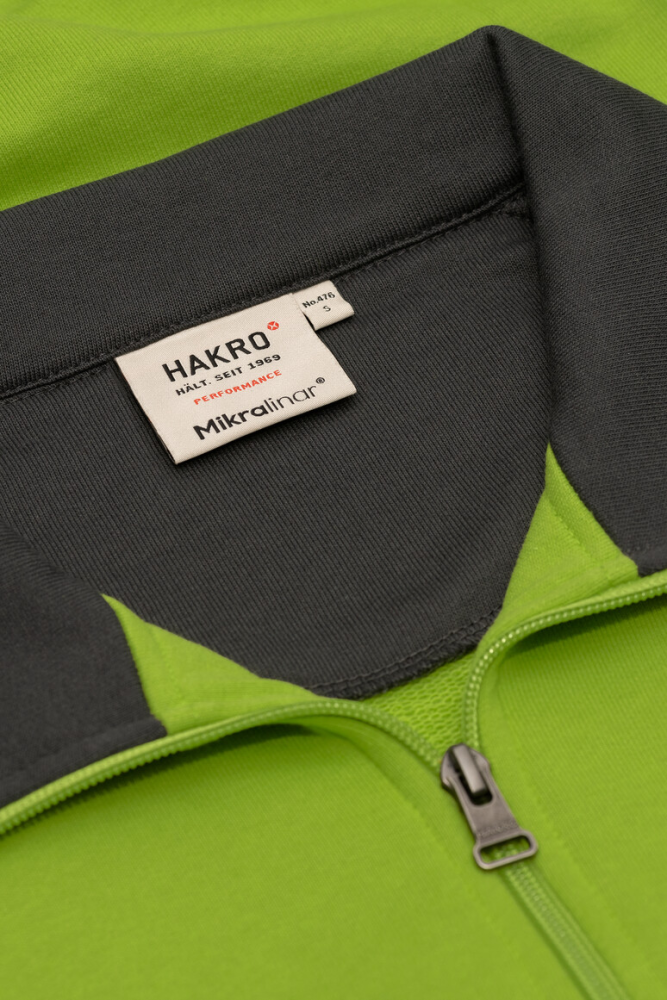 HAKRO Zip-Sweatshirt Contrast MIKRALINAR®, kiwi/anthrazit