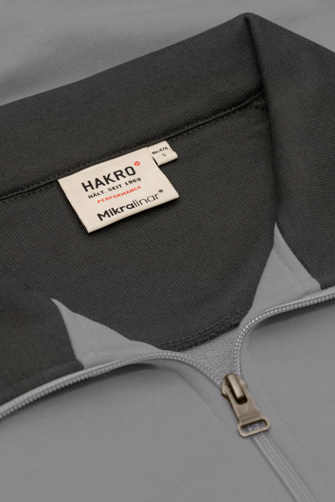 HAKRO Zip-Sweatshirt Contrast MIKRALINAR®, titan/anthrazit
