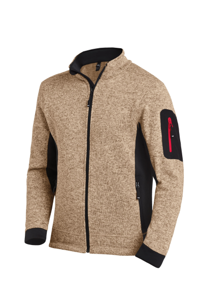 FHB CHRISTOPH Strick-Fleece-Jacke, beige-schwarz, Gr.