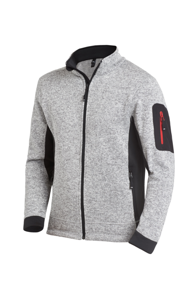 FHB CHRISTOPH Strick-Fleece-Jacke, grau-schwarz, Gr. 5XL