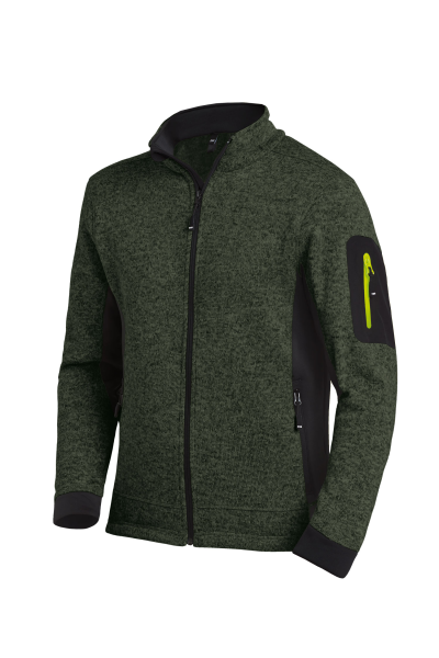FHB CHRISTOPH Strick-Fleece-Jacke, oliv-schwarz, Gr.