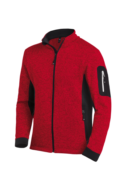 FHB CHRISTOPH Strick-Fleece-Jacke, rot-schwarz, Gr.
