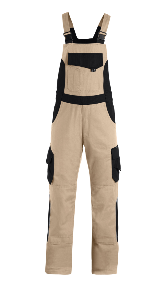 FHB ECKHARD Latzhose, beige-schwarz, Gr. 42
