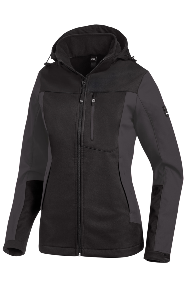 FHB JULIA Softshell-Jacke Damen, anthrazit-schwarz, Gr. XS