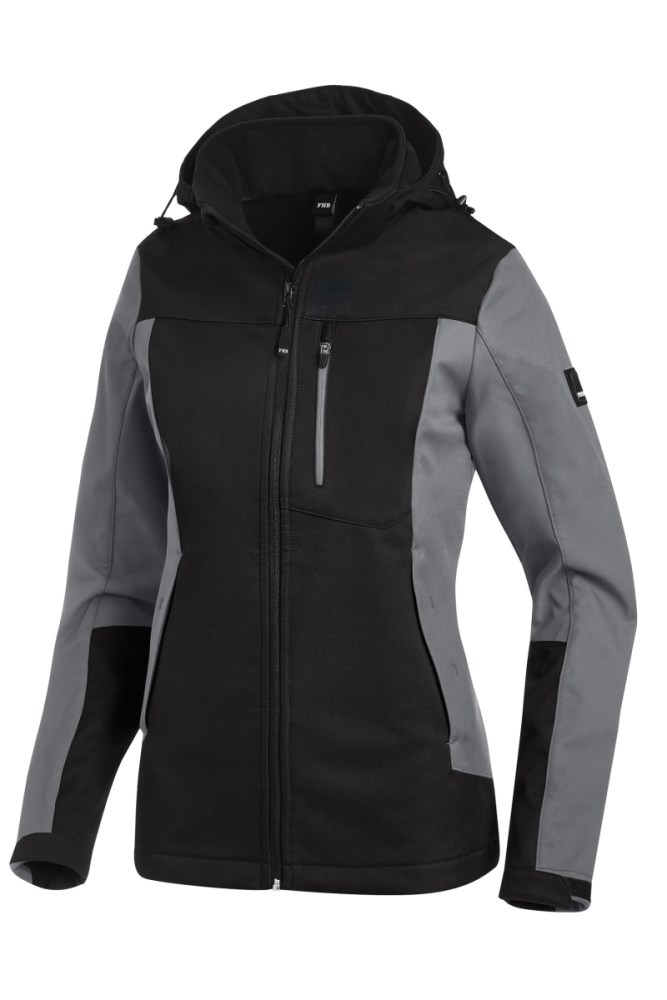 FHB JULIA Softshell-Jacke Damen, grau-schwarz, Gr. XL