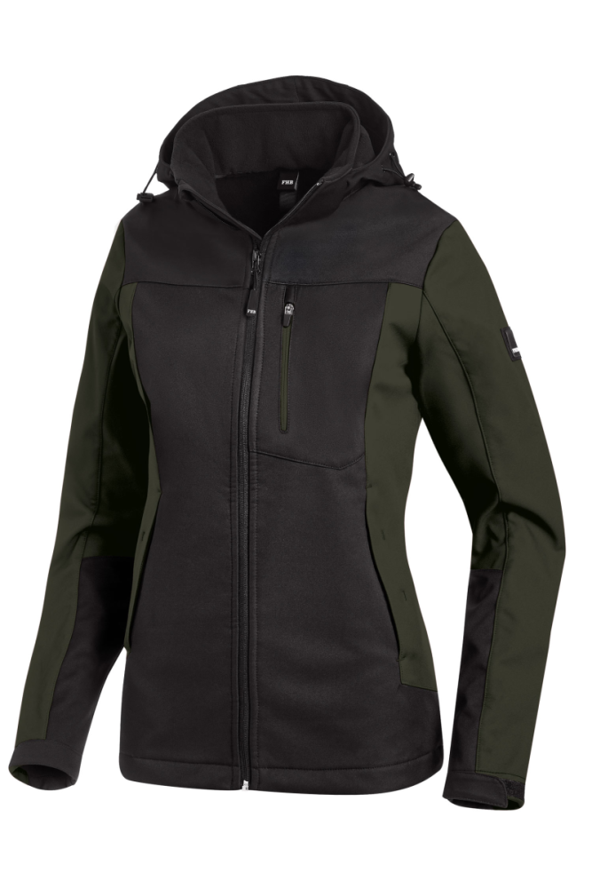 FHB JULIA Softshell-Jacke Damen, oliv-schwarz, Gr. XS