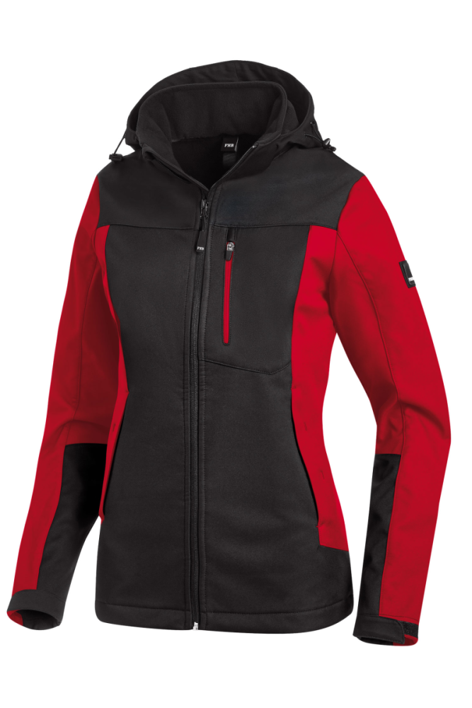 FHB JULIA Softshell-Jacke Damen, rot-schwarz, Gr. XL