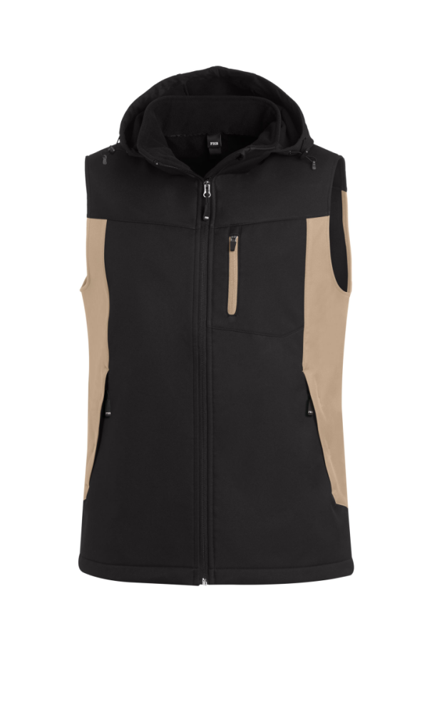 FHB JUSTUS Softshellweste, beige-schwarz, Gr.
