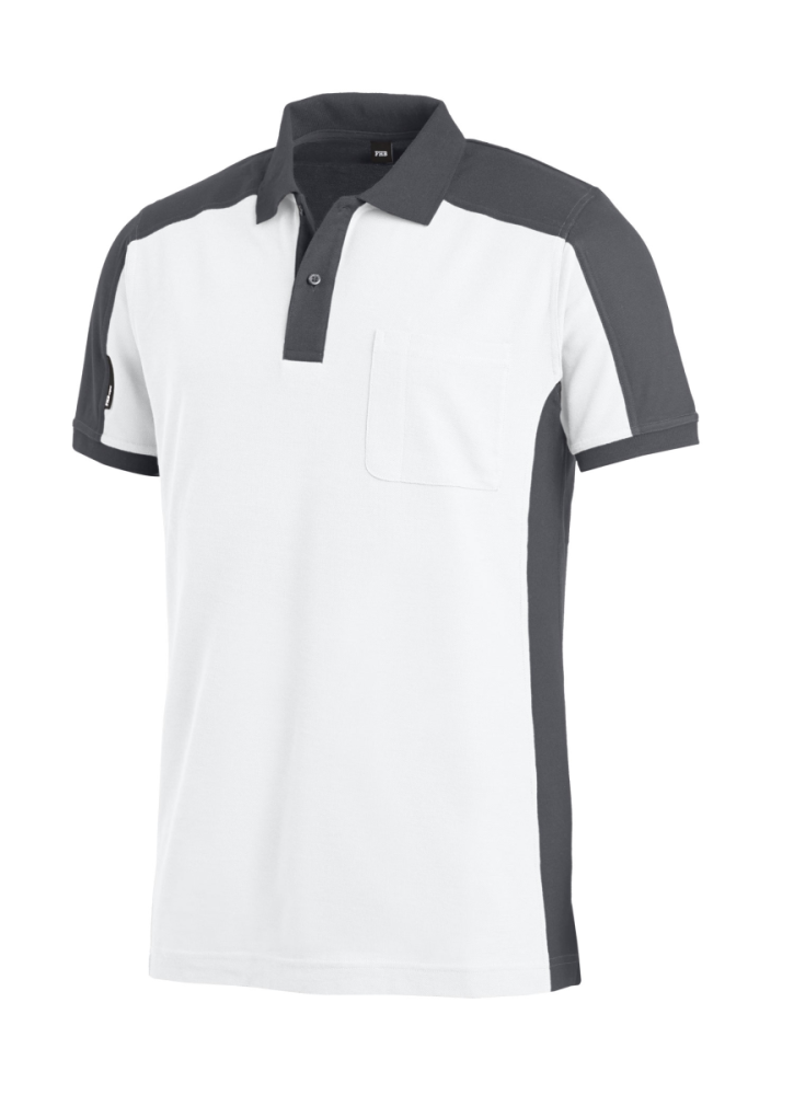 FHB KONRAD Polo-Shirt, weiß-anthrazit, Gr.
