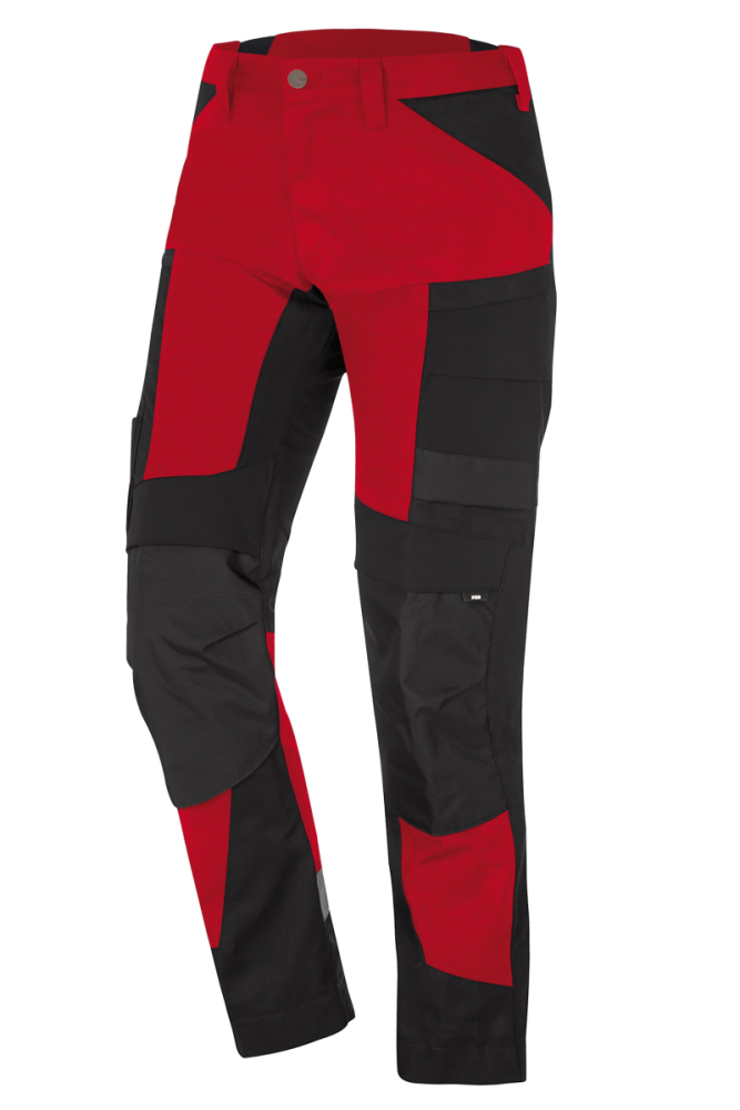 FHB LEO Arbeitshose elastisch, rot-schwarz, Gr.