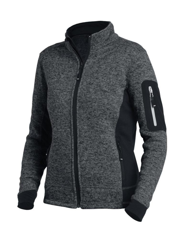 FHB MARIEKE Strick-Fleece-Jacke Damen, anthrazit-schwarz, Gr. XS