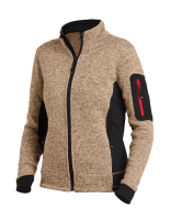 FHB MARIEKE Strick-Fleece-Jacke Damen, beige-schwarz, Gr. XL
