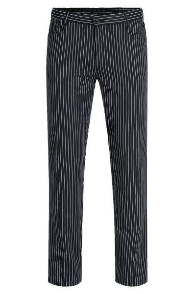 Greiff Herren-Hose 5 Pocket Regular Fit Kitche, s/w gestreift