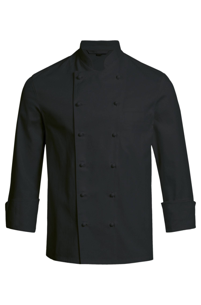 Greiff Herren-Kochjacke Langarm, Regular Fit, schwarz XXS