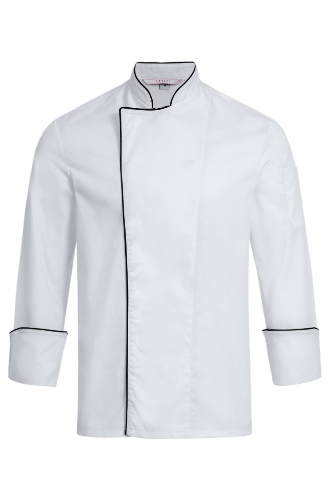 Greiff Herren-Kochjacke, Mit Paspel, Regular Fit, weiss M
