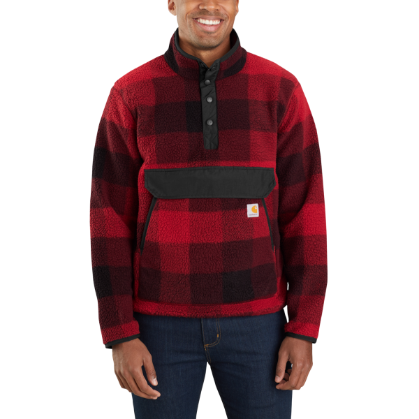 Carhartt Relaxed Fit Fleece Pullover, Oxblood Plaid
